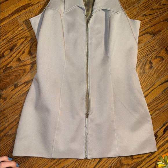 Vintage Angi Venni silver zip front collared vest - size 8 - made in Can - Picture 8 of 11